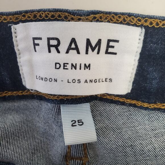 FRAME LE High Skinny Jeans Women's Size 25 Wythe Slit Hem Classic Denim Mid Rise - Picture 4 of 9